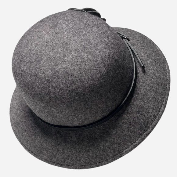 Nine West Bucket Hat 100% Wool Gray Felt Wool Flower Adjustable Band OS NEW - Picture 3 of 9
